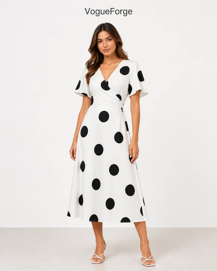 VF-0012-5082-JW — in-stock White / Black Polka Dot style, VogueForge clothing manufacturer
