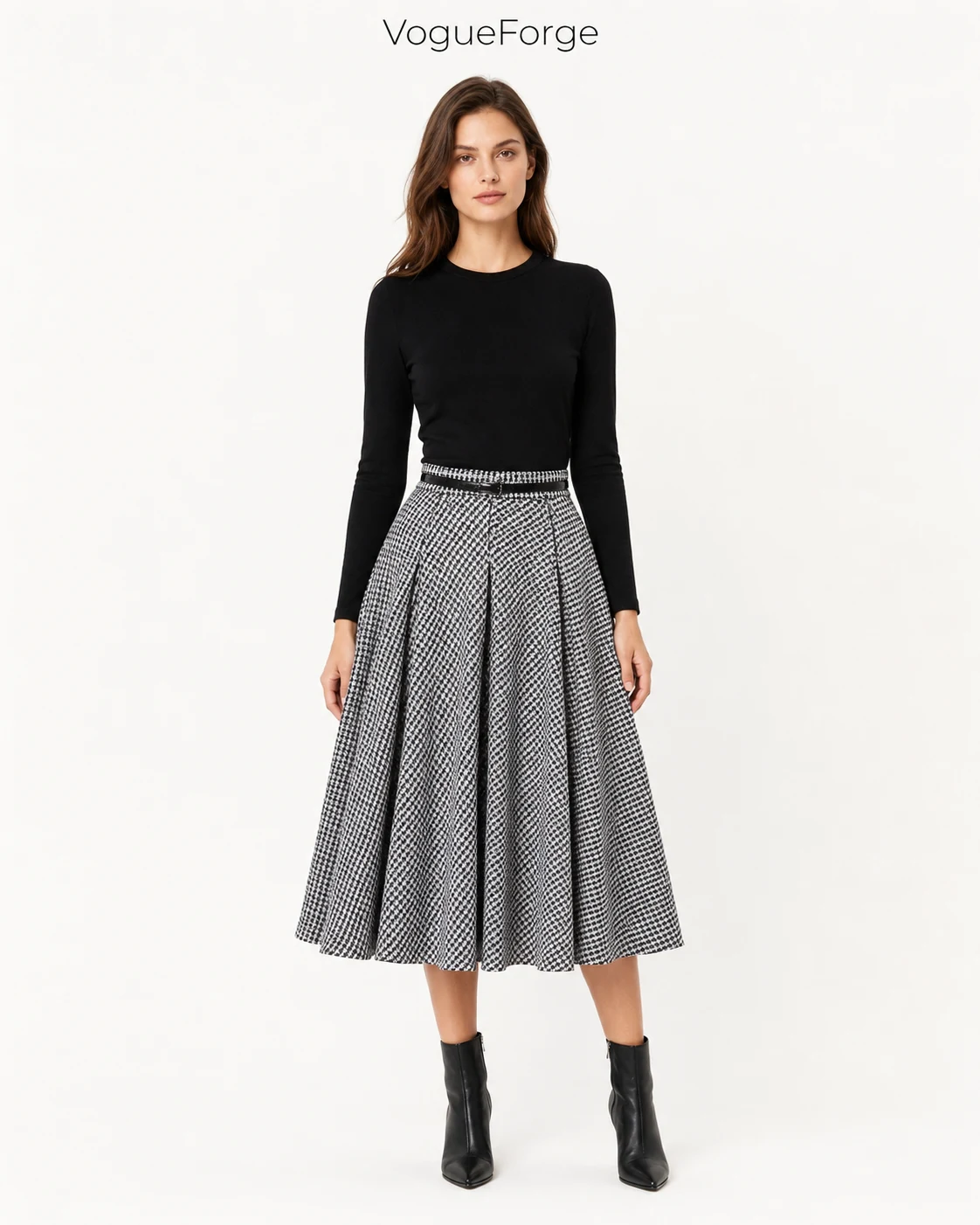 VF-T9065-GQ — in-stock Black / White Houndstooth style, VogueForge clothing manufacturer